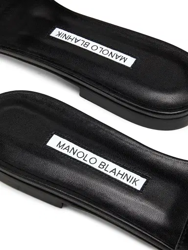 Manolo Blahnik Women's Grellanu Leather Flat Sandals - Black | Thumbnail 6 Manolo Blahnik Women's Grellanu Leather Flat Sandals - Black | Thumbnail 6
