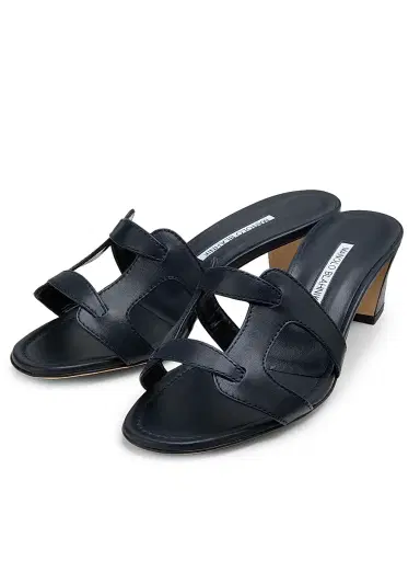 Manolo Blahnik Women's Grellanu 50MM Leather Block-Heel Sandals - Navy - Size 6 | Thumbnail 2 Manolo Blahnik Women's Grellanu 50MM Leather Block-Heel Sandals - Navy - Size 6 | Thumbnail 2