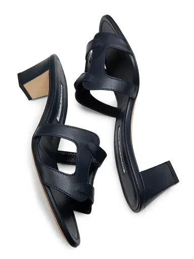 Manolo Blahnik Women's Grellanu 50MM Leather Block-Heel Sandals - Navy - Size 6 | Thumbnail 6 Manolo Blahnik Women's Grellanu 50MM Leather Block-Heel Sandals - Navy - Size 6 | Thumbnail 6