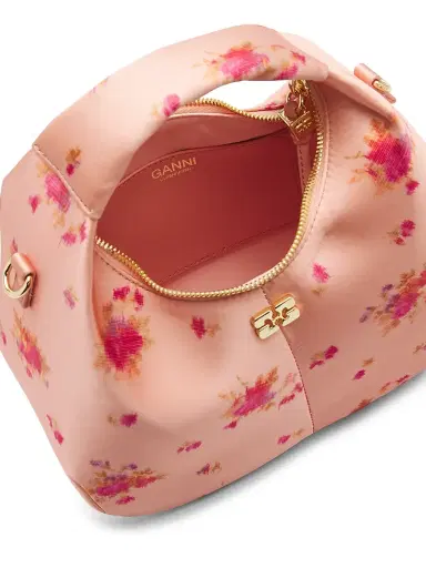 Ganni Women's Mini Floral Satin Hobo Bag - Lantana | Thumbnail 4 Ganni Women's Mini Floral Satin Hobo Bag - Lantana | Thumbnail 4