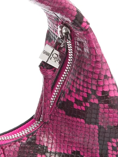 Ganni Women's Mini Snake-Embossed Hobo Bag - Raspberry Rose | Thumbnail 6 Ganni Women's Mini Snake-Embossed Hobo Bag - Raspberry Rose | Thumbnail 6