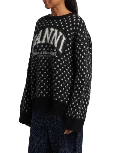 Ganni Women's Heavy Brushed Alpaca-Blend Oversized Sweater - Black | Thumbnail 4 Ganni Women's Heavy Brushed Alpaca-Blend Oversized Sweater - Black | Thumbnail 4