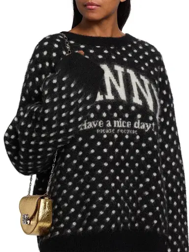 Ganni Women's Heavy Brushed Alpaca-Blend Oversized Sweater - Black | Thumbnail 6 Ganni Women's Heavy Brushed Alpaca-Blend Oversized Sweater - Black | Thumbnail 6