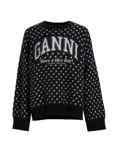 Ganni Women's Heavy Brushed Alpaca-Blend Oversized Sweater - Black | Thumbnail 1 Ganni Women's Heavy Brushed Alpaca-Blend Oversized Sweater - Black | Thumbnail 1