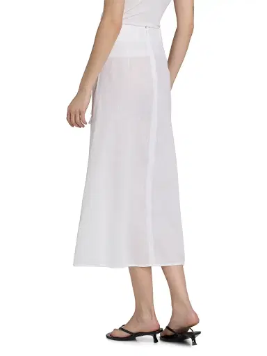 Toteme Women's Tie-Waist Cotton-Linen A-Line Midi-Skirt - White | Thumbnail 5 Toteme Women's Tie-Waist Cotton-Linen A-Line Midi-Skirt - White | Thumbnail 5