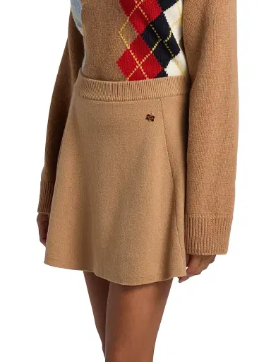 Ganni Women's Cashmere-Wool A-Line Miniskirt - Incense | Thumbnail 4 Ganni Women's Cashmere-Wool A-Line Miniskirt - Incense | Thumbnail 4