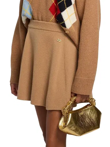 Ganni Women's Cashmere-Wool A-Line Miniskirt - Incense | Thumbnail 6 Ganni Women's Cashmere-Wool A-Line Miniskirt - Incense | Thumbnail 6
