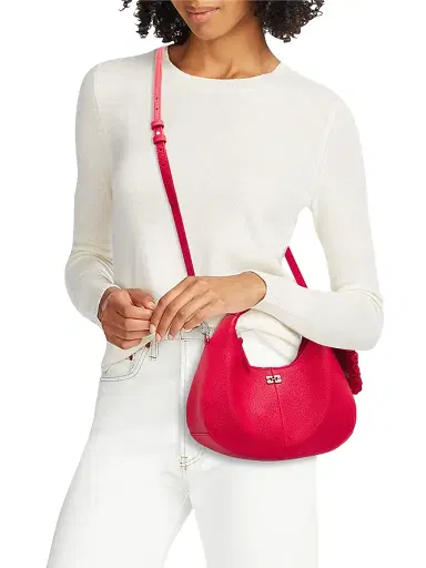 Ganni Women's Mini Logo Hobo Bag - Goji Berry | Thumbnail 2 Ganni Women's Mini Logo Hobo Bag - Goji Berry | Thumbnail 2