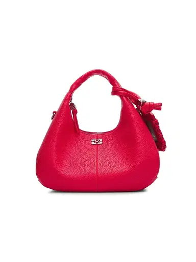 Ganni Women's Mini Logo Hobo Bag - Goji Berry | Thumbnail 1 Ganni Women's Mini Logo Hobo Bag - Goji Berry | Thumbnail 1