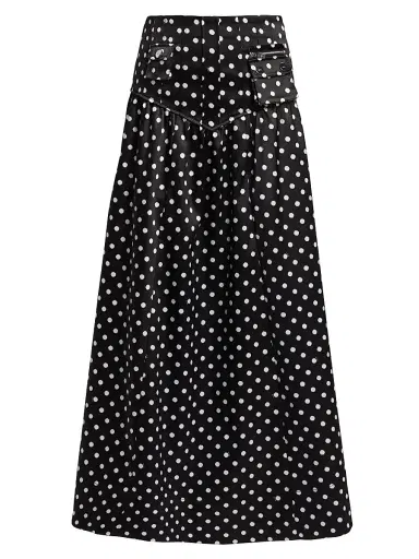 Ganni Women's Printed Double Satin Corset A-Line Maxi Skirt - Black | Thumbnail 1 Ganni Women's Printed Double Satin Corset A-Line Maxi Skirt - Black | Thumbnail 1