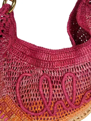 Chloé Women's Banana Logo Raffia Top Handle Bag - Multicolor Orange | Thumbnail 4 Chloé Women's Banana Logo Raffia Top Handle Bag - Multicolor Orange | Thumbnail 4