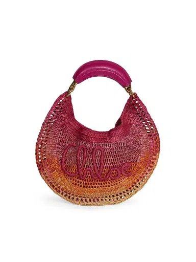 Chloé Women's Banana Logo Raffia Top Handle Bag - Multicolor Orange | Thumbnail 1 Chloé Women's Banana Logo Raffia Top Handle Bag - Multicolor Orange | Thumbnail 1
