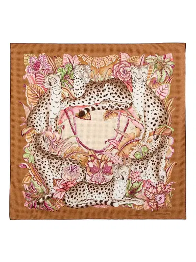 Ferragamo Women's Leopard- & Floral-Print Silk Scarf - Beige Camel | Thumbnail 1 Ferragamo Women's Leopard- & Floral-Print Silk Scarf - Beige Camel | Thumbnail 1
