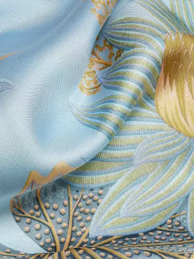 Ferragamo Women's Floral Silk Scarf - Light Denim | Thumbnail 3 Ferragamo Women's Floral Silk Scarf - Light Denim | Thumbnail 3
