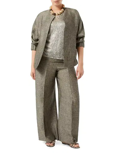Marina Rinaldi Women's Yarn Dyed Linen Drill Trousers | Thumbnail 2 Marina Rinaldi Women's Yarn Dyed Linen Drill Trousers | Thumbnail 2