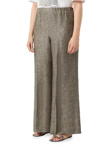 Marina Rinaldi Women's Yarn Dyed Linen Drill Trousers | Thumbnail 3 Marina Rinaldi Women's Yarn Dyed Linen Drill Trousers | Thumbnail 3