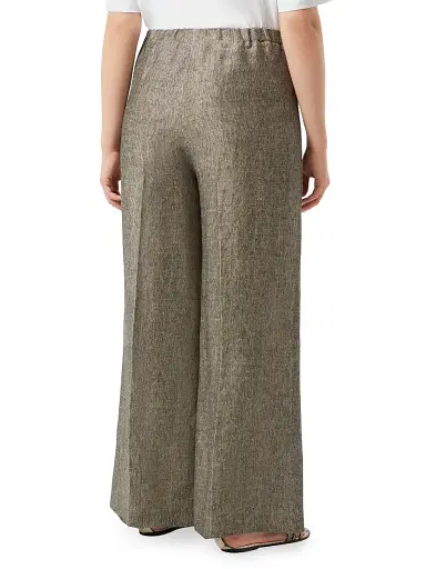 Marina Rinaldi Women's Yarn Dyed Linen Drill Trousers | Thumbnail 4 Marina Rinaldi Women's Yarn Dyed Linen Drill Trousers | Thumbnail 4