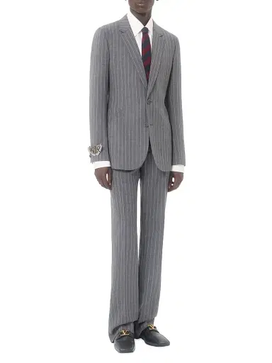 Valentino Garavani Men's Single-Breasted Jacket in Pinstripe Wool - Grey - Size 36 | Thumbnail 2 Valentino Garavani Men's Single-Breasted Jacket in Pinstripe Wool - Grey - Size 36 | Thumbnail 2