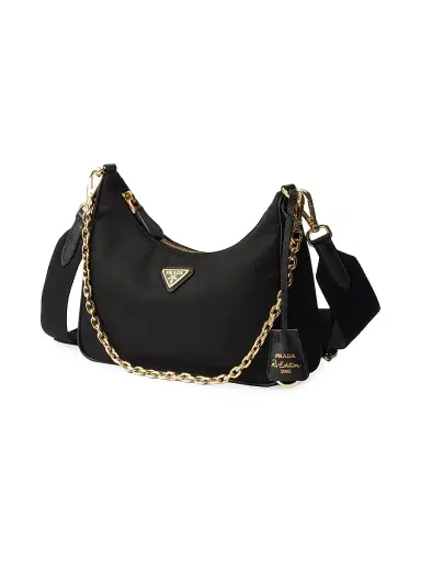 Prada Women's Re-Edition 2005 Nylon Shoulder Bag - Black Gold | Thumbnail 4 Prada Women's Re-Edition 2005 Nylon Shoulder Bag - Black Gold | Thumbnail 4