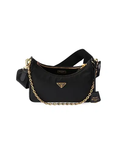 Prada Women's Re-Edition 2005 Nylon Shoulder Bag - Black Gold | Thumbnail 6 Prada Women's Re-Edition 2005 Nylon Shoulder Bag - Black Gold | Thumbnail 6