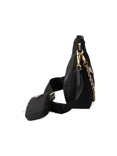 Prada Women's Re-Edition 2005 Nylon Shoulder Bag - Black Gold | Thumbnail 7 Prada Women's Re-Edition 2005 Nylon Shoulder Bag - Black Gold | Thumbnail 7