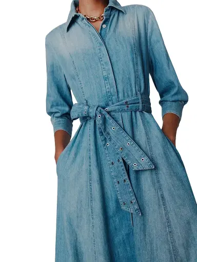 Marella Women's Long Fluid Denim Shirt Dress - Blue Jeans | Thumbnail 5 Marella Women's Long Fluid Denim Shirt Dress - Blue Jeans | Thumbnail 5