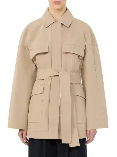 MM Max Mara Women's Water Repellent Gabardine Saharan Jacket - Beige | Thumbnail 2 MM Max Mara Women's Water Repellent Gabardine Saharan Jacket - Beige | Thumbnail 2