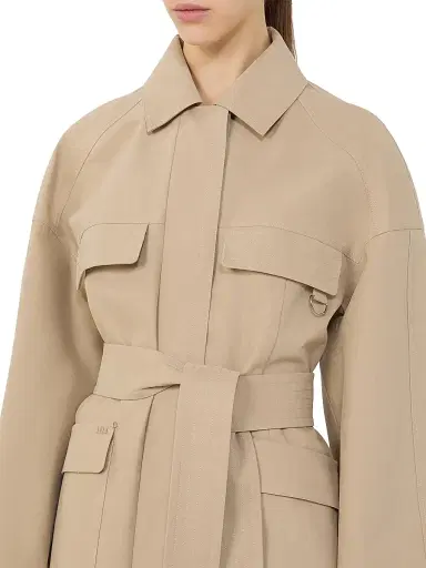 MM Max Mara Women's Water Repellent Gabardine Saharan Jacket - Beige | Thumbnail 4 MM Max Mara Women's Water Repellent Gabardine Saharan Jacket - Beige | Thumbnail 4