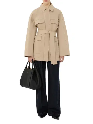 MM Max Mara Women's Water Repellent Gabardine Saharan Jacket - Beige | Thumbnail 5 MM Max Mara Women's Water Repellent Gabardine Saharan Jacket - Beige | Thumbnail 5