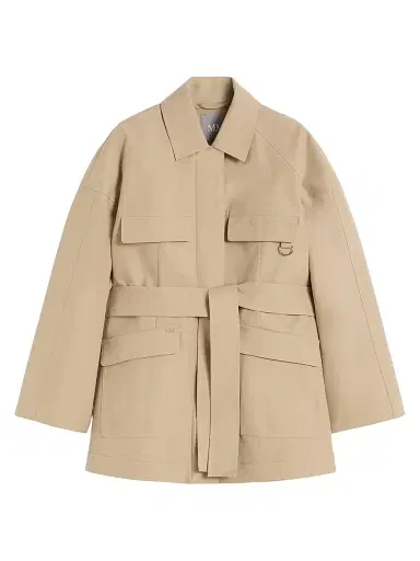 MM Max Mara Women's Water Repellent Gabardine Saharan Jacket - Beige | Thumbnail 1 MM Max Mara Women's Water Repellent Gabardine Saharan Jacket - Beige | Thumbnail 1
