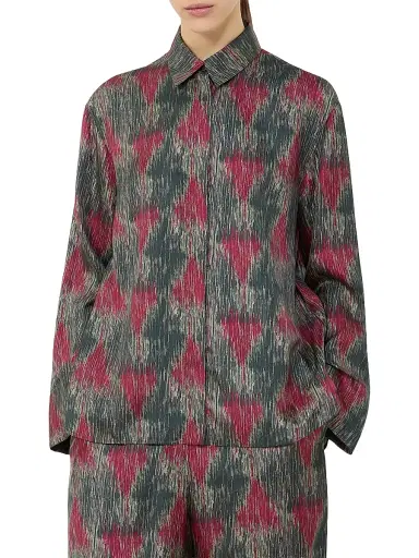 MM Max Mara Women's Printed Silk Shirt - Dark Grey | Thumbnail 2 MM Max Mara Women's Printed Silk Shirt - Dark Grey | Thumbnail 2
