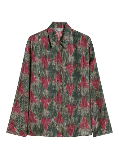MM Max Mara Women's Printed Silk Shirt - Dark Grey | Thumbnail 1 MM Max Mara Women's Printed Silk Shirt - Dark Grey | Thumbnail 1