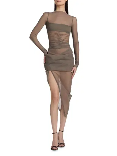 Rick Owens Women's Draped Sheer Midi-Skirt - Dust | Thumbnail 2 Rick Owens Women's Draped Sheer Midi-Skirt - Dust | Thumbnail 2