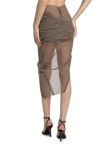 Rick Owens Women's Draped Sheer Midi-Skirt - Dust | Thumbnail 5 Rick Owens Women's Draped Sheer Midi-Skirt - Dust | Thumbnail 5