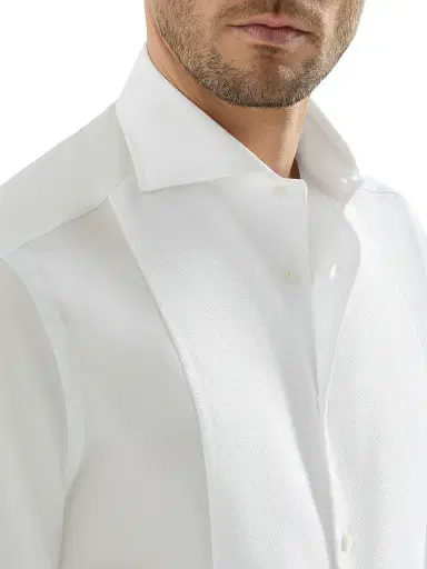 Brunello Cucinelli Men's Sea Island Cotton Twill Basic Fit Shirt - White | Thumbnail 4 Brunello Cucinelli Men's Sea Island Cotton Twill Basic Fit Shirt - White | Thumbnail 4