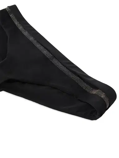 Brunello Cucinelli Women's Techno Jersey Bikini Bottoms with Monili - Black - Size 12 | Thumbnail 4 Brunello Cucinelli Women's Techno Jersey Bikini Bottoms with Monili - Black - Size 12 | Thumbnail 4