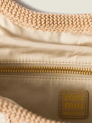 Miu Miu Women's Ivy Crochet Tote Bag - Beige Khaki | Thumbnail 4 Miu Miu Women's Ivy Crochet Tote Bag - Beige Khaki | Thumbnail 4