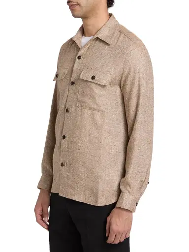 Isaia Men's Herringbone Donegal Overshirt - Medium Beige - Size XXL | Thumbnail 4 Isaia Men's Herringbone Donegal Overshirt - Medium Beige - Size XXL | Thumbnail 4