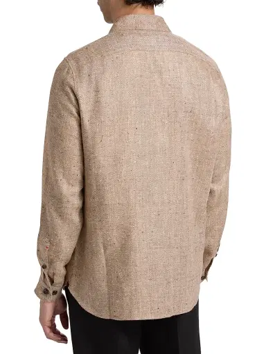 Isaia Men's Herringbone Donegal Overshirt - Medium Beige - Size XXL | Thumbnail 5 Isaia Men's Herringbone Donegal Overshirt - Medium Beige - Size XXL | Thumbnail 5