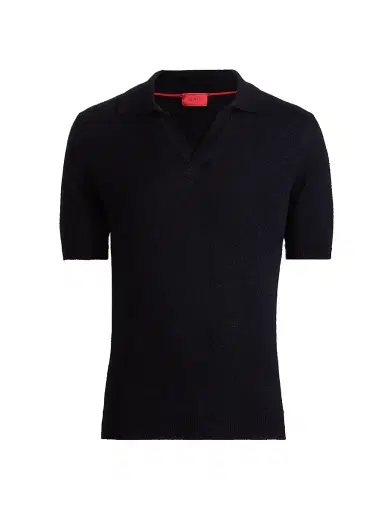 Isaia Men's Cashmere-Silk Terry Polo Shirt - Dark Blue - Size XXL | Thumbnail 1 Isaia Men's Cashmere-Silk Terry Polo Shirt - Dark Blue - Size XXL | Thumbnail 1