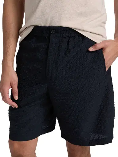 Emporio Armani Men's Textured Tech Seersucker Shorts - Dark Navy | Thumbnail 6 Emporio Armani Men's Textured Tech Seersucker Shorts - Dark Navy | Thumbnail 6
