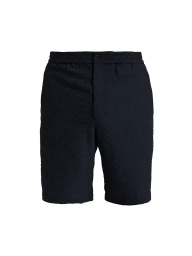 Emporio Armani Men's Textured Tech Seersucker Shorts - Dark Navy | Thumbnail 1 Emporio Armani Men's Textured Tech Seersucker Shorts - Dark Navy | Thumbnail 1