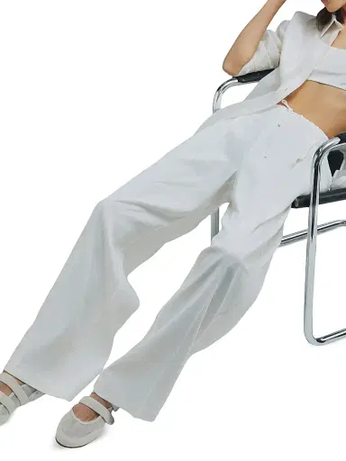 Marella Women's Linen Blend Drawstring Trousers - Wool White | Thumbnail 4 Marella Women's Linen Blend Drawstring Trousers - Wool White | Thumbnail 4