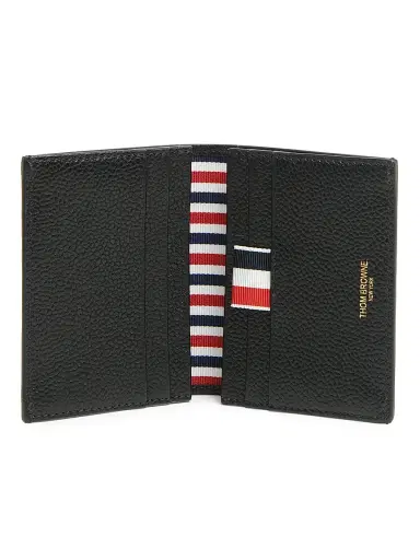 Thom Browne Men's Tricolor-Striped Leather Bifold Card Case - Black | Thumbnail 3 Thom Browne Men's Tricolor-Striped Leather Bifold Card Case - Black | Thumbnail 3