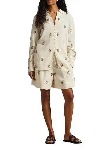 Polo Ralph Lauren Women's Anna Beaded Paisley Shorts - Trophy Cream | Thumbnail 2 Polo Ralph Lauren Women's Anna Beaded Paisley Shorts - Trophy Cream | Thumbnail 2