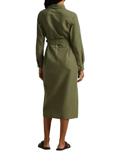 Polo Ralph Lauren Women's Kingsley Cotton-Linen Shirtdress - Supply Olive | Thumbnail 4 Polo Ralph Lauren Women's Kingsley Cotton-Linen Shirtdress - Supply Olive | Thumbnail 4