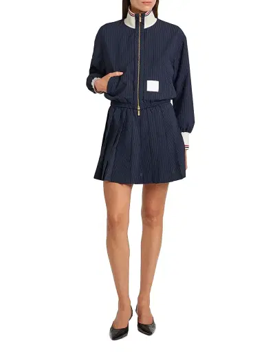 Thom Browne Women's Pleated Wool Miniskirt - Navy | Thumbnail 2 Thom Browne Women's Pleated Wool Miniskirt - Navy | Thumbnail 2