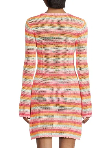 BEACH RIOT Women's Libbi Striped Cotton-Blend Mini-Sweaterdress - Guava Jelly Crochet - Size Large | Thumbnail 5 BEACH RIOT Women's Libbi Striped Cotton-Blend Mini-Sweaterdress - Guava Jelly Crochet - Size Large | Thumbnail 5