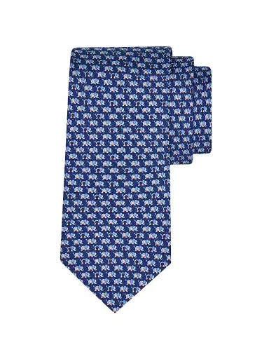 Ferragamo Men's Orazio Elephant-Pattern Silk Tie | Thumbnail 1 Ferragamo Men's Orazio Elephant-Pattern Silk Tie | Thumbnail 1
