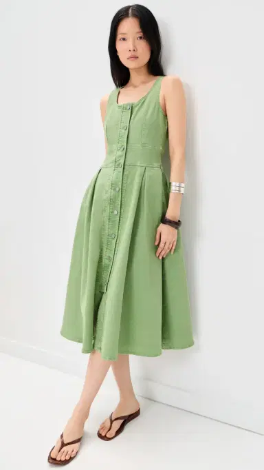 Hunter Bell Thompson Dress Leaf Green Denim | Thumbnail 2 Hunter Bell Thompson Dress Leaf Green Denim | Thumbnail 2